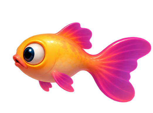 A glowing orange and pink guppy